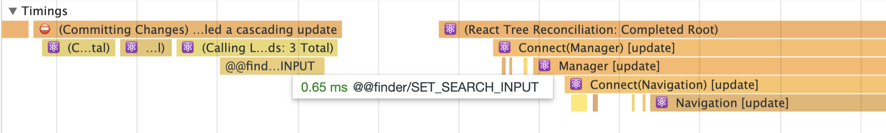 Как выгдялит redux-action на вкладке Timings