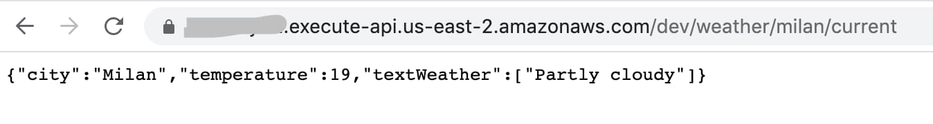 Ответ лямбды с информацией о погоде