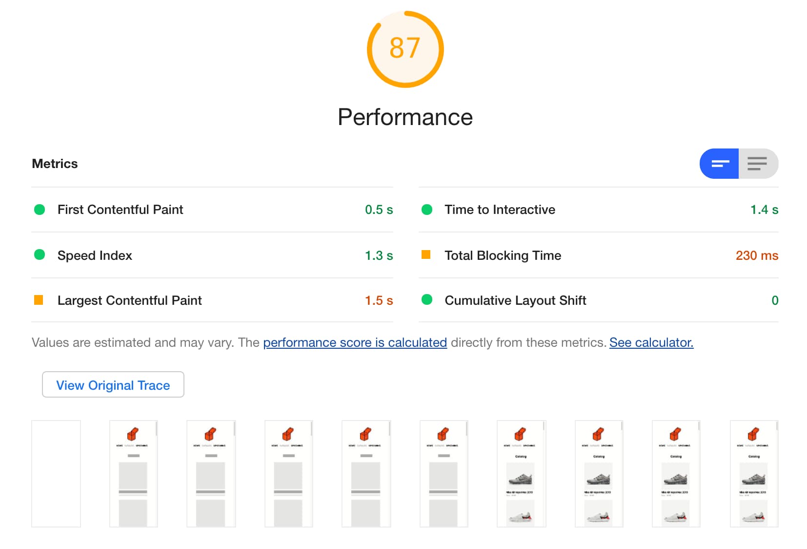 Метрика Performance без SSR