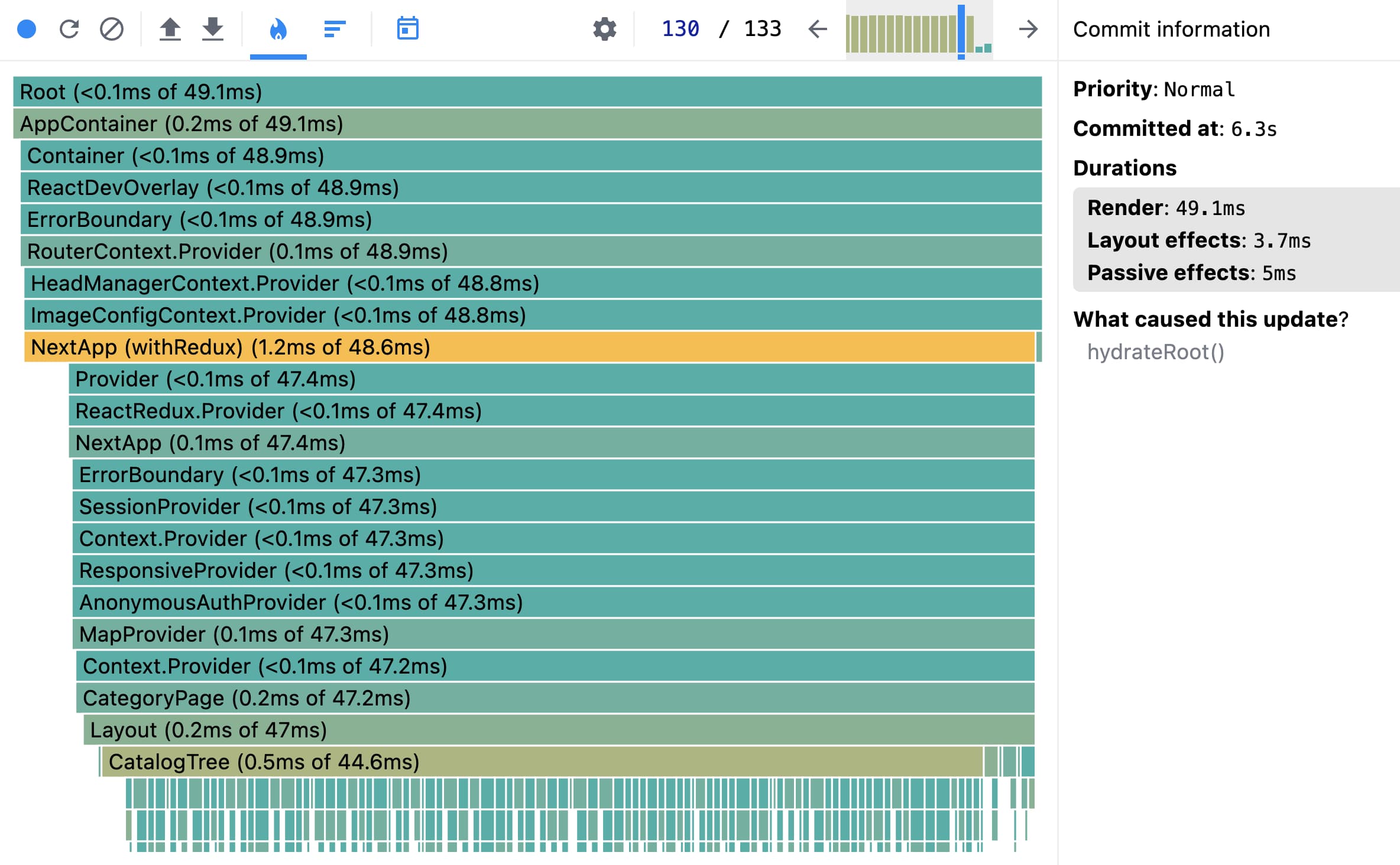 Только на 7 секунде реакт начинает регидрировать стейт